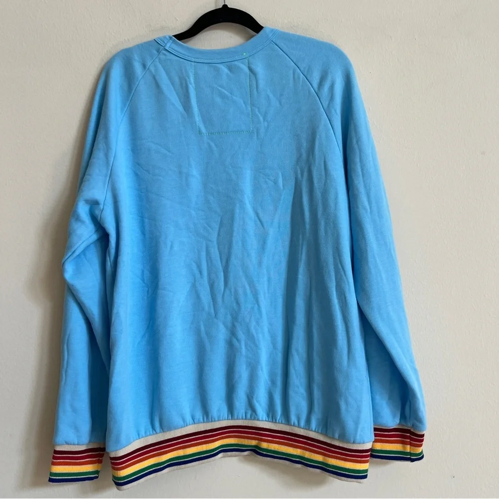 Aviator Nation Rainbow Rib Crew Sweatshirt Sky - Picture 5 of 5